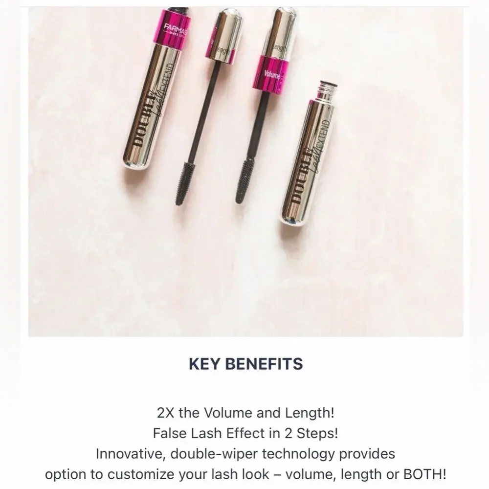 Farmasi Double Lash Extend Mascara - 2 Step Mascara with a Unique Twisting Wand